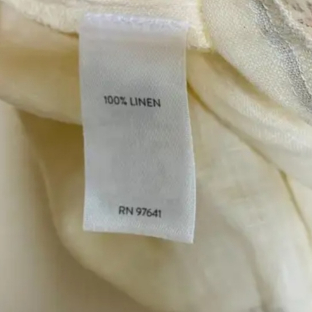 Shirt pullover 100% Linen Paisley BOHO Cream color and blues Size S-M J.JILL - Picture 14 of 14